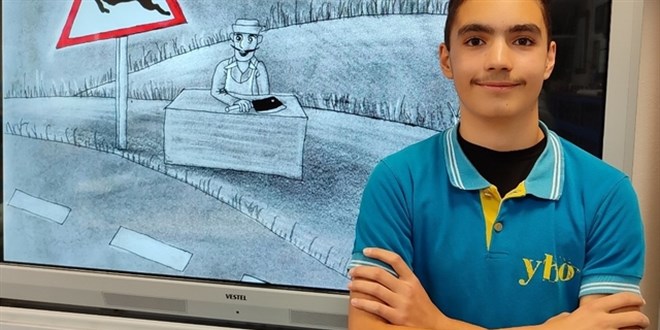 Ortaokul öğrencisine dünya birinciliği getiren karikatür