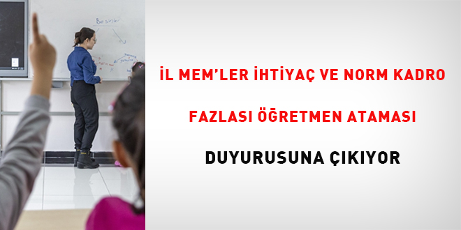İL MEM'ler İhtiyaç ve Norm Kadro Fazlası Öğretmen Ataması Duyurusuna Çıkıyor