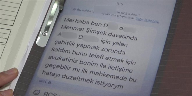 Yalancı şahitlik mesajı ortaya çıktı, dosya yeniden açıldı
