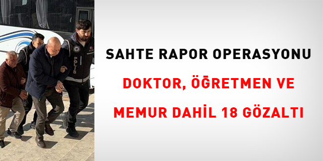 Sahte rapor operasyonu... Doktor, öğretmen ve memur dahil 18 gözaltı