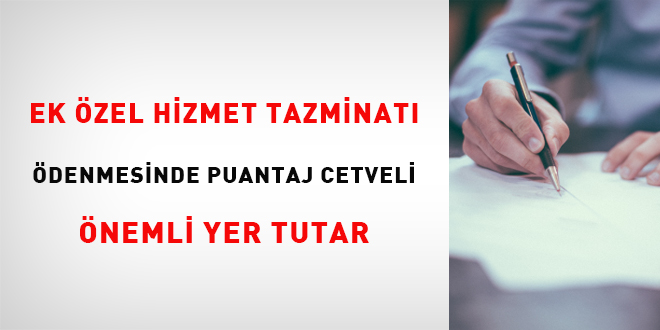 Ek özel hizmet tazminatı ödenmesinde puantaj cetveli önemli yer tutar