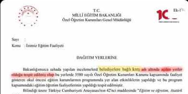 MEB'in resmi yazısı ortaya çıktı: Kreş adı altında anaokulu açılmış