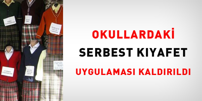 Okullardaki serbest kyafet uygulamas kaldrld