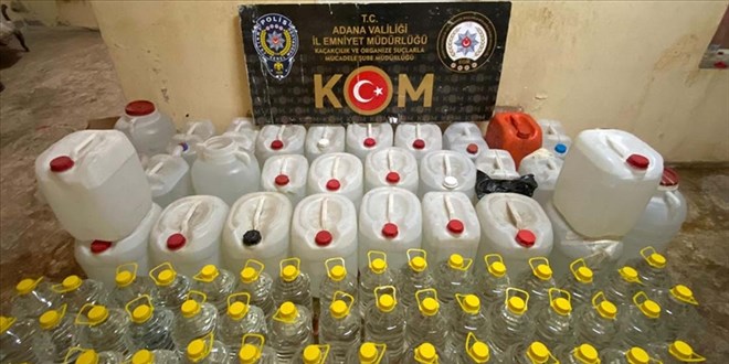 Adana'da 1050 litre sahte içki ele geçirildi
