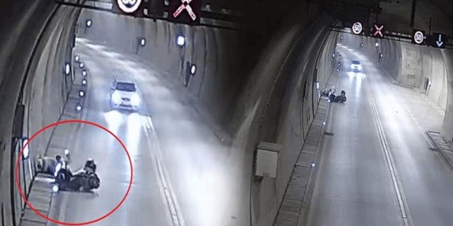 Tüneldeki feci motosiklet kazası kamerada
