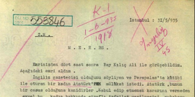 MİT, 90 yıllık gizli istihbarat belgesini açıkladı