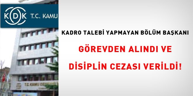 Kadro talebi yapmayan bölüm başkanı görevden alındı ve disiplin cezası verildi