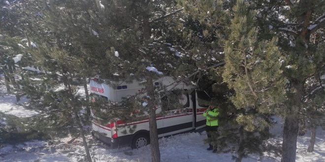 Ambulans ağaçlara çarptı: 3 sağlık personeli yaralandı
