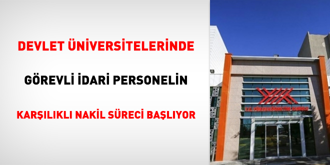 Devlet üniversitelerinde görevli idari personelin karşılıklı nakil süreci başlıyor