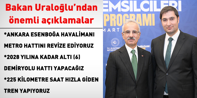 Bakan Uraloğlu: 2028 yılına kadar 6 demiryolu hattı yapacağız