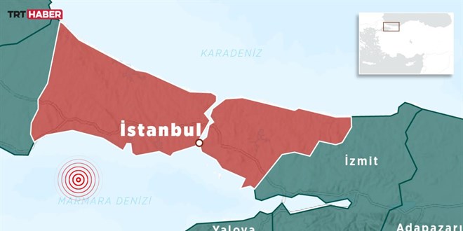 Marmara Denizi'nde 3,5 büyüklüğünde deprem