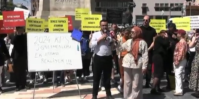Ek atama isteyen retmenler: 'Hakkmz stiyoruz'