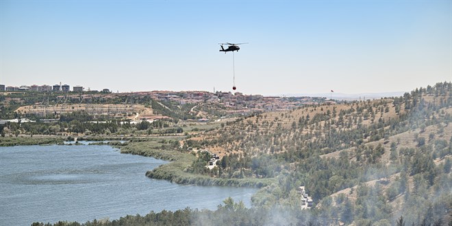 Eymir Gl yaknlarndaki ormanlk alanda yangn kt