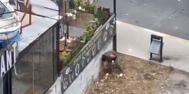 �stanbul'da bir kad�n, yoldan ge�en ara�lara ta�la sald�rd�