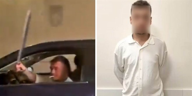 Trafikte dner bayla tehditler savurmutu! O maganda yakaland