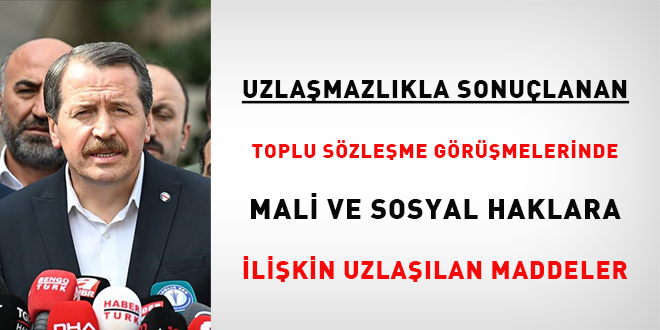 Toplu szleme grmelerinde mali ve sosyal haklara ilikin uzlalan maddeler