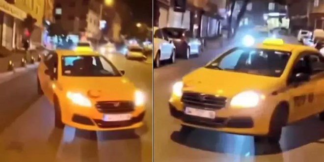 Anne ile çocuklarının önünde drift yapan taksi şoförü yakalandı
