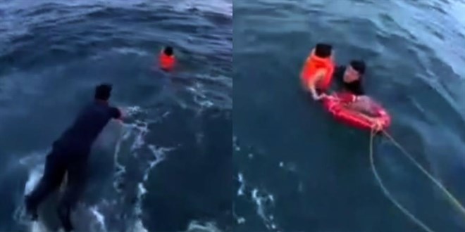 Denizde bin 200 metre s�r�klenen �ocuk kurtar�ld�