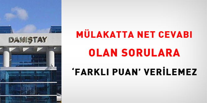 Mlakatta net cevab olan sorulara 'farkl puan' verilemez