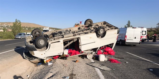 anlurfa'da tarm iilerini tayan minibs devrildi: 19 yaral