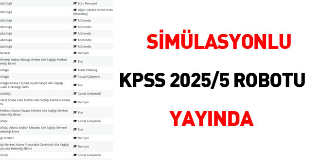 Simülasyonlu KPSS 2025/5 robotu yayında