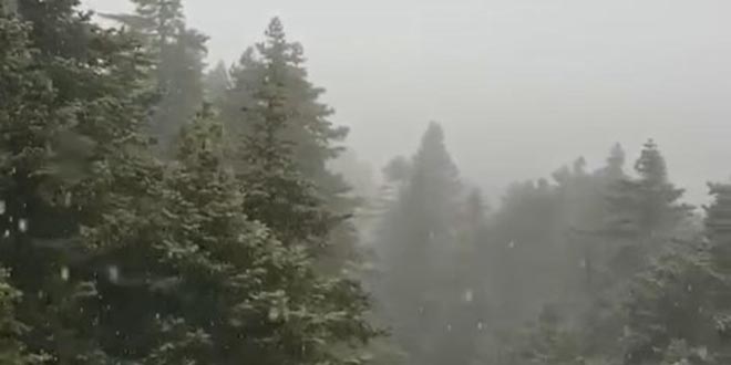 Uludağ'da mevsimin ilk kar yağışı etkili oldu