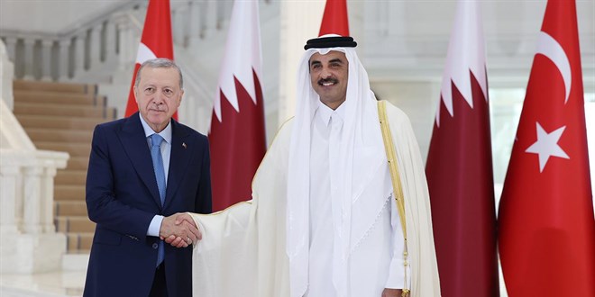 Erdoan, Katar Emiri Al-Sani ile grt