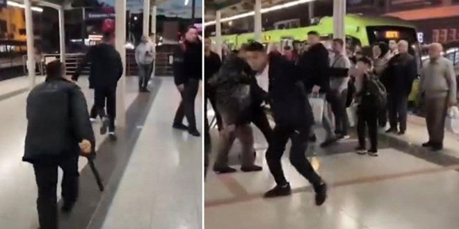 Bursa metrosunda kavga: Dubalar ve yumruklar havada uçuştu