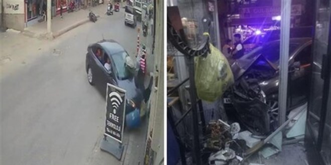 Adana'da bir otomobil markete dald! Yarallar var