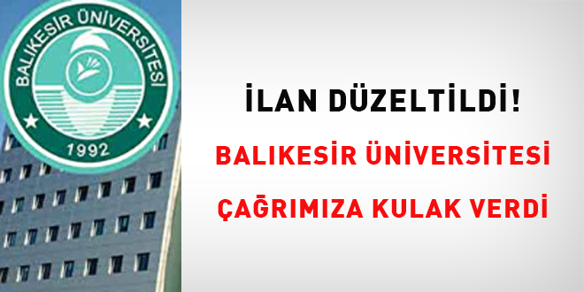 lan Dzeltildi! Balkesir niversitesi armza cevap verdi
