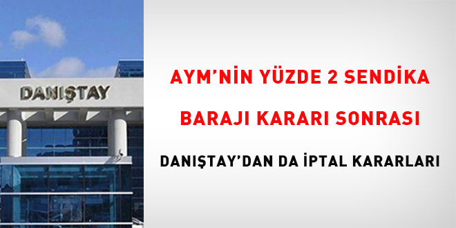 AYM'nin yzde 2 sendika baraj karar sonras Dantay'dan da iptal kararlar - Son Dakika Haber
