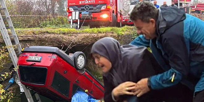 Bartn'da dereye devrilen arabada iki kii boularak ld