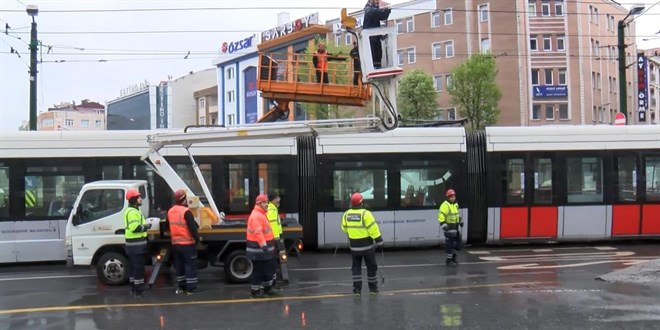 �stanbul'da Kabata�-Ba�c�lar Tramvay Hatt�'nda teknik ar�za