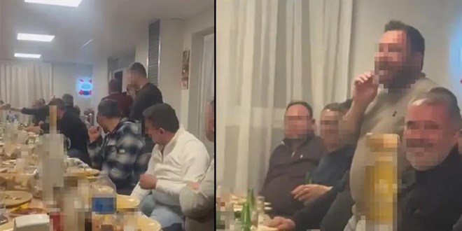 G�r�nt�ler tepki �ekmi�ti: Alkol masas�nda sela okunmas�na soru�turma!