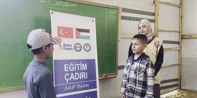 Gazze'nin Enkaz� Aras�nda Bir Umut I����: Akif �nan E�itim �ad�r� Faaliyete Ba�lad�