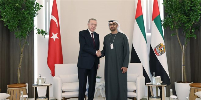 Cumhurba�kan� Erdo�an BAE Devlet Ba�kan� Al Nahyan ile g�r��t�