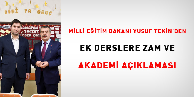 Milli E�itim Bakan� Yusuf Tekin'den ek derslere zam ve Akademi a��klamas� - Son Dakika Haber