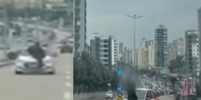 Tart��ma sonras� arac�n kaputunda metrelerce s�r�klendi