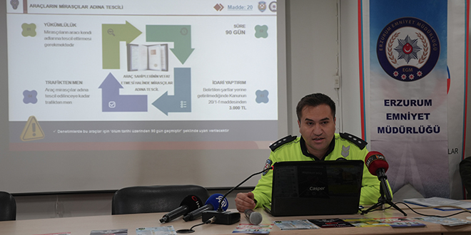 Erzurum'da yeni kanun sonras� ilk trafik cezas� polise kesildi