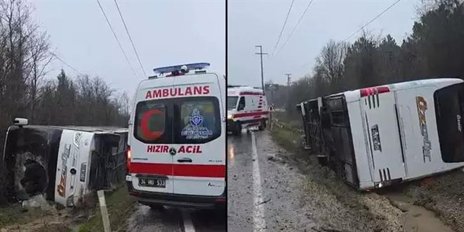 �stanbul'da otob�s devrildi; yaral�lar var - Son Dakika Haber