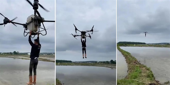 �eltik tarlas�nda tehlikeli yolculuk. Drona as�l�p u�tu!