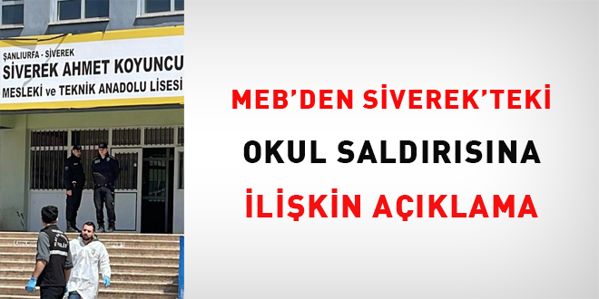 MEB'den Siverek'teki okul sald�r�s�na ili�kin a��klama - Son Dakika Haber