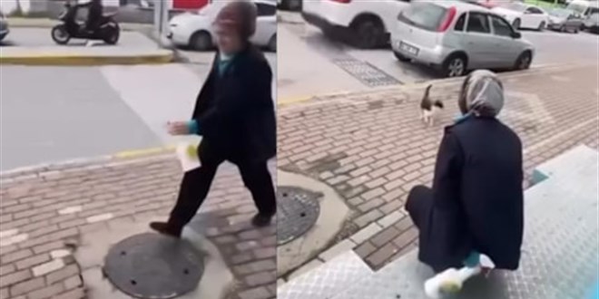 'Gel annem' diye �a��rd��� kedinin y�z�ne g�lerek sprey s�kt�