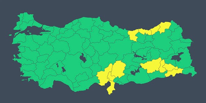 ��i�leri'nden 'sar� kodlu' uyar�: 11 ilde sa�anak ve f�rt�na bekleniyor