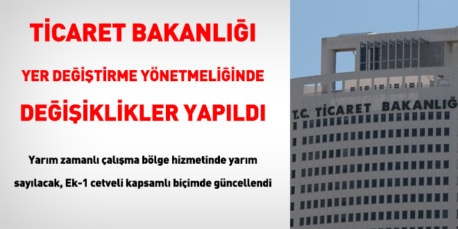 Ticaret Bakanl��� yer de�i�tirme y�netmeli�inde de�i�iklik: Yar�m zamanl� �al��ma b�lge hizmetinde yar�m say�lacak - Son Dakika Haber