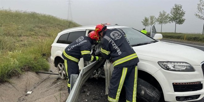 �elik bariyerlerin ok gibi sa�land��� l�ks SUV'un s�r�c�s� can verdi