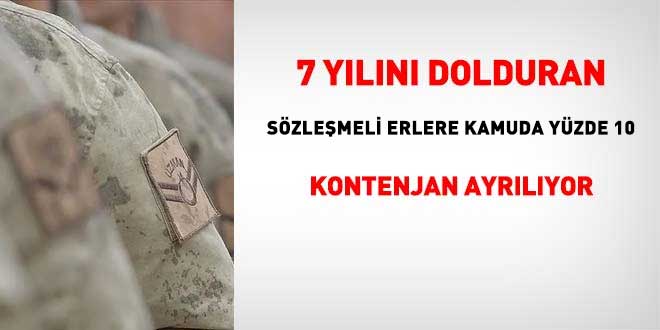 7 y�l�n� dolduran S�ZLE�MEL� erba�lara kamuda y�zde 10 kontenjan ayr�lacak