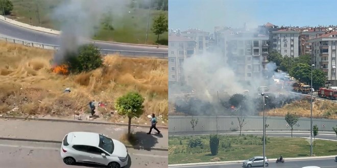 Avc�lar'da ya�l� bir adam otluk alan� yak�p ka�t�
