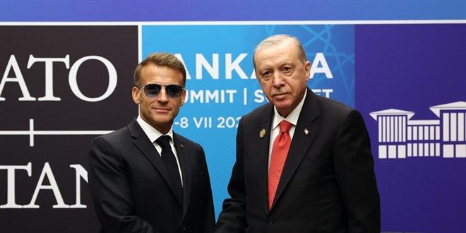 Cumhurba�kan� Erdo�an, Macron ile g�r��t�