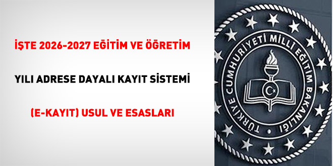��te 2026-2027 E�itim Ve ��retim Y�l� Adrese Dayal� Kay�t Sistemi (E-Kay�t) Usul Ve Esaslar�